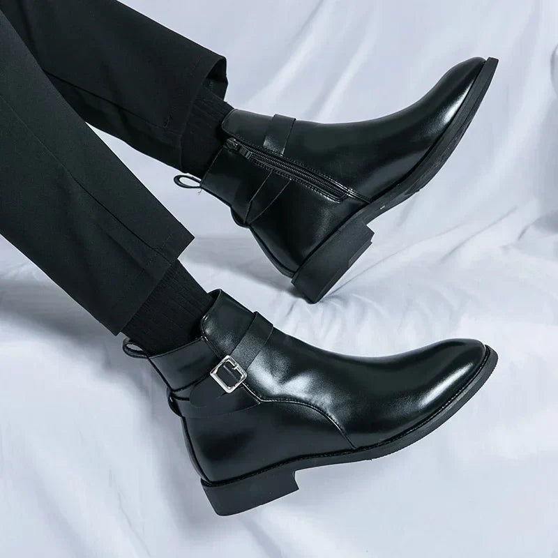 Herr Chelsea Boots Med Sidodragkedja Och Gummiyttersula