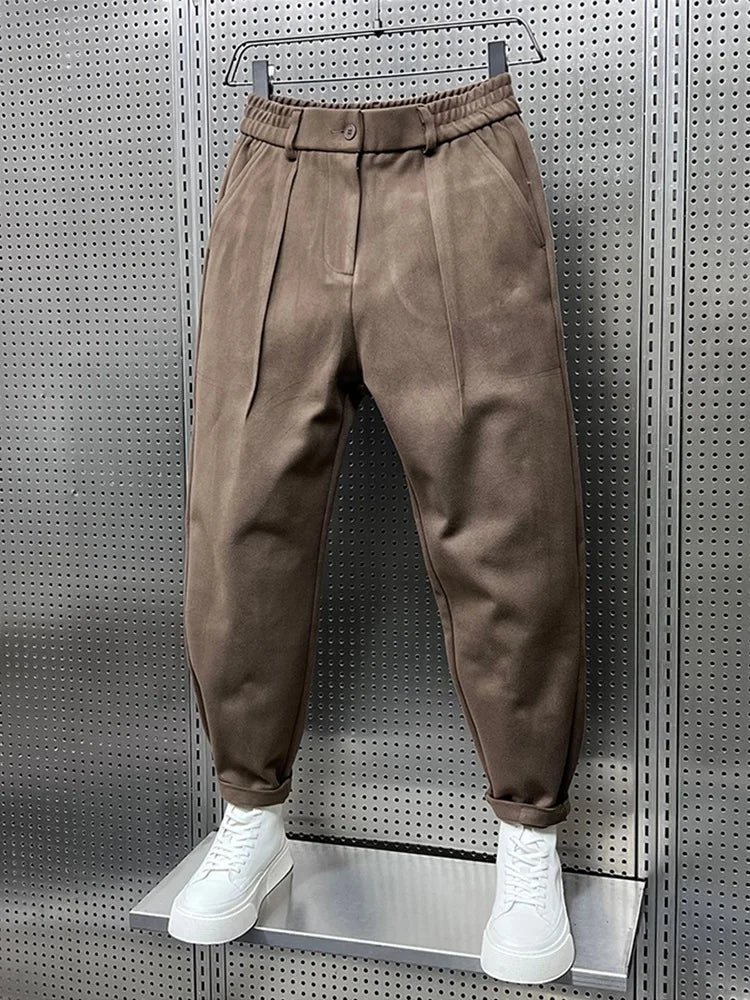 Kostymbyxor för Herr Slim Fit med Melange-tyg och Förfinad Finish