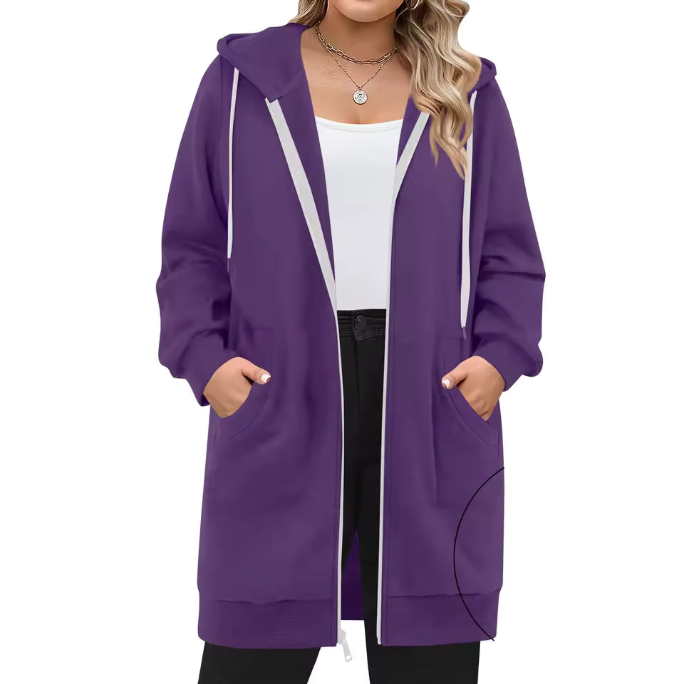 Kvinna Hoodie Med Huva och Frampåsar