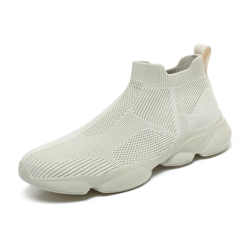 Herrsneakers med Strumpstil, Stickat Ovandel, Halkfri Sula