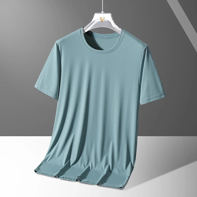 Herr T-shirt Snabbtorkande Stretch Passform Rund Halsringning