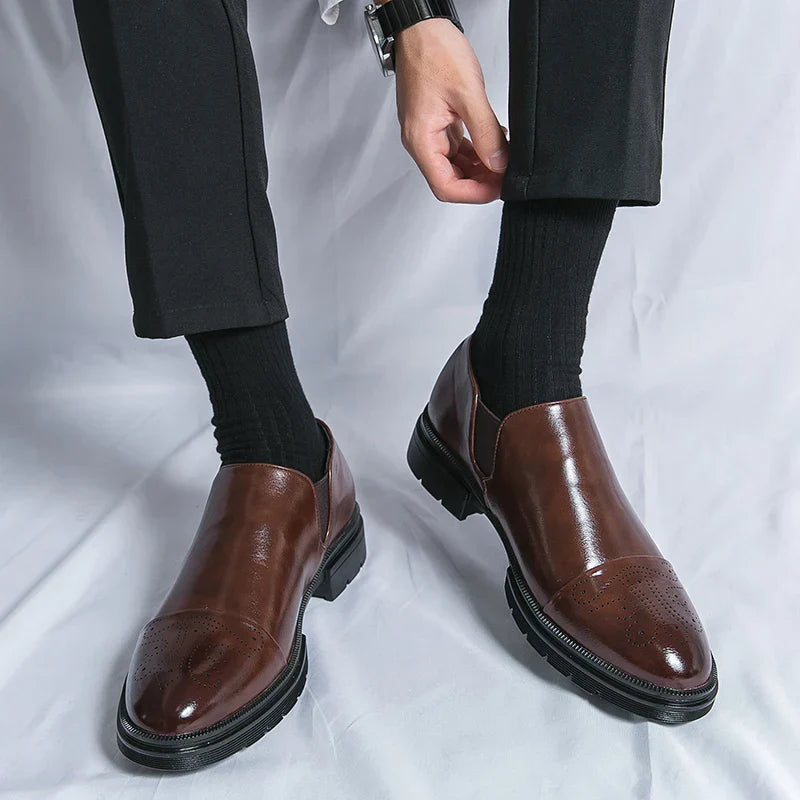 Herr Slip-On Skor Med Elastiska Sidor Och Dämpad Innersula
