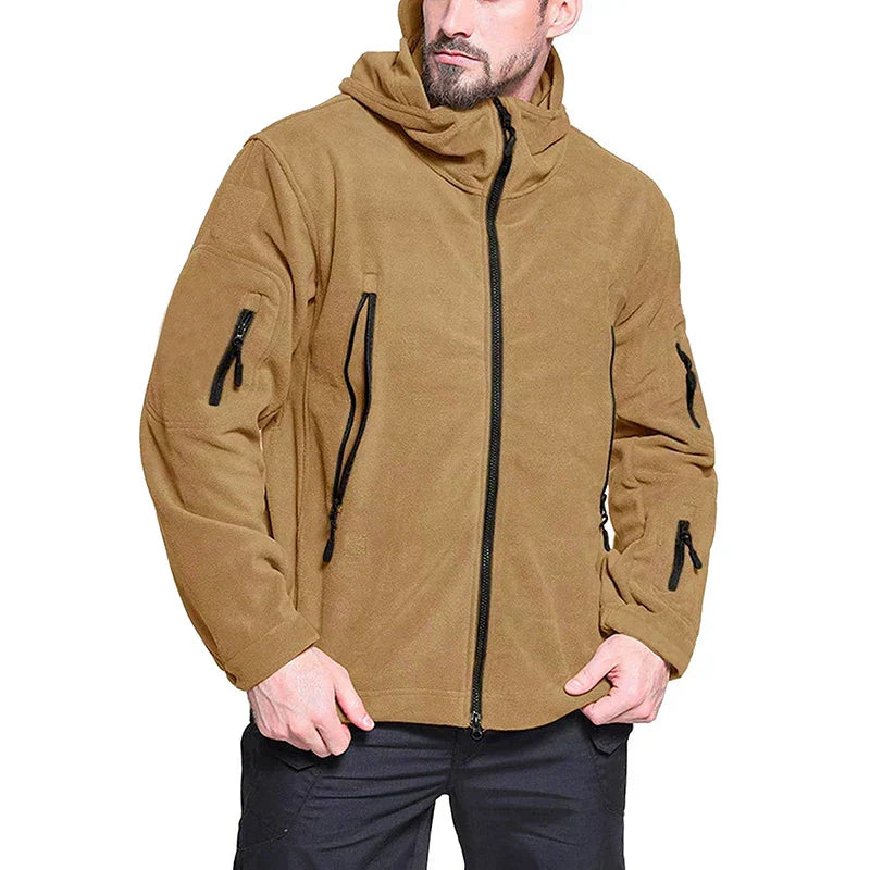 Män Vinter Fleece Jacka Med Taktisk Design