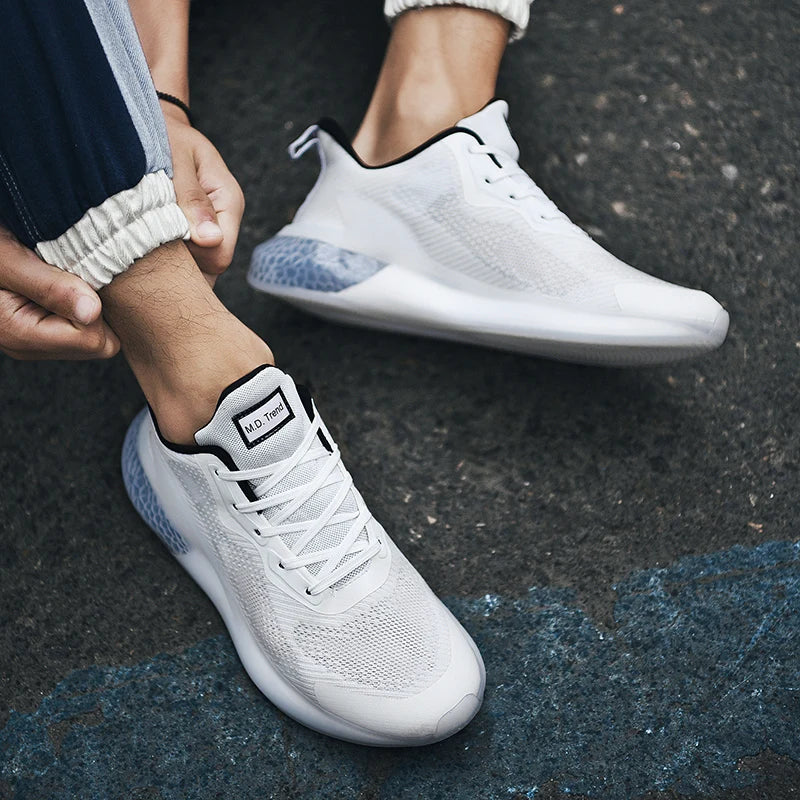 Herrsneakers Andningsbara Mesh-Detaljer, Dämpade Sular, Lätta