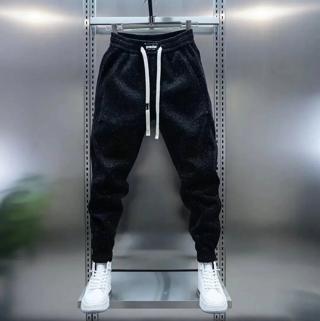 Byxor för Herr Slim Fit med Elastisk Midja, Dragsko och Unikt Mönster
