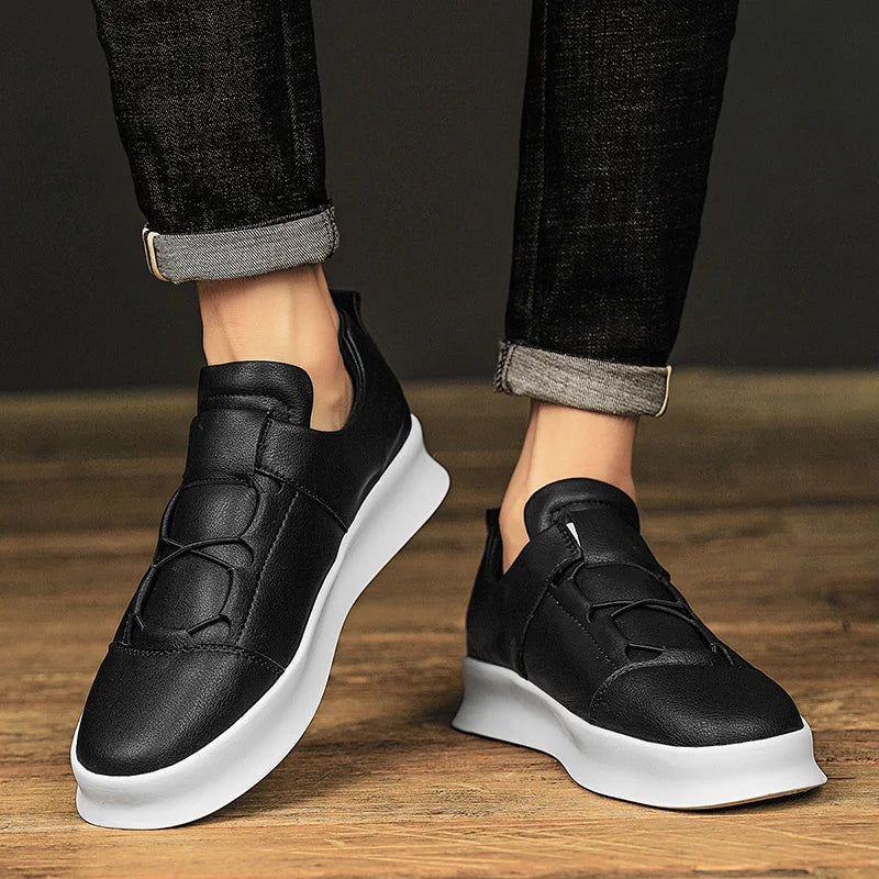 Herrskor I Läder Med Snörning, Casual Stil