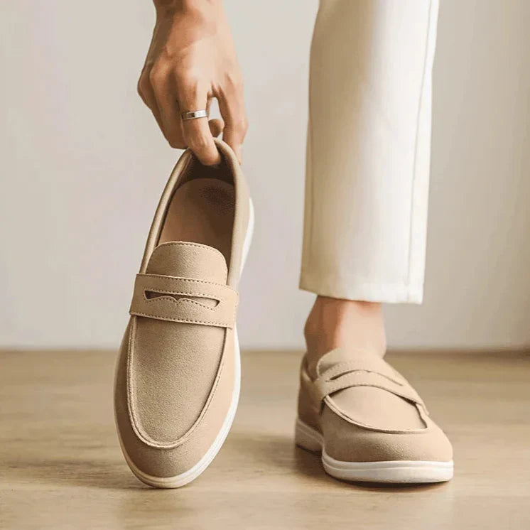 Herr Loafers i Konstmocka med Handsydda Sömmar och Dämpad Innersula