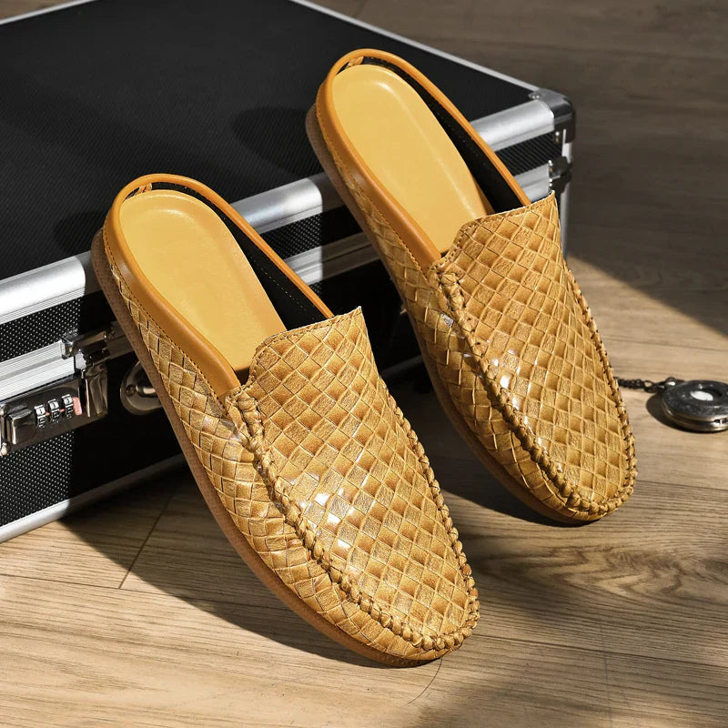 Herr Slip On Läder Slides Vadderad Fotbädd