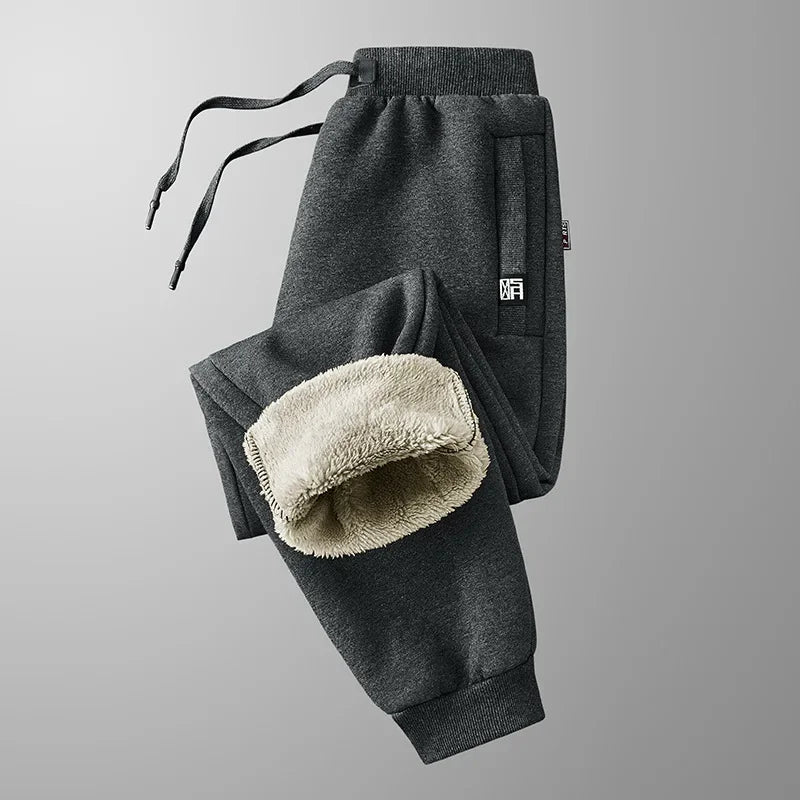 Herr Vinterjoggingbyxor Med Fleecefoder, Avsmalnande Ben Och Stretchig Midja