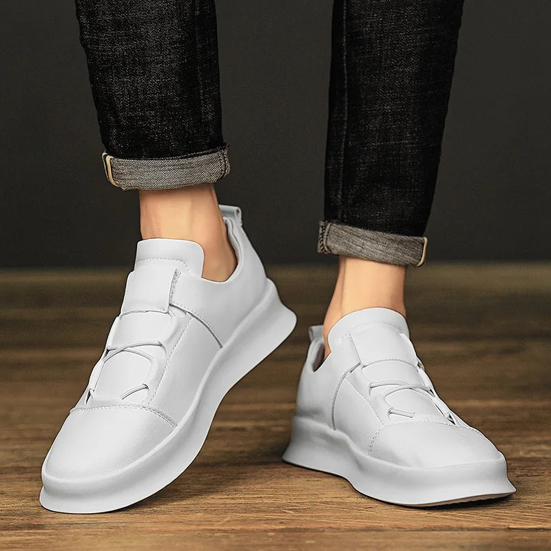 Herrskor I Läder Med Snörning, Casual Stil