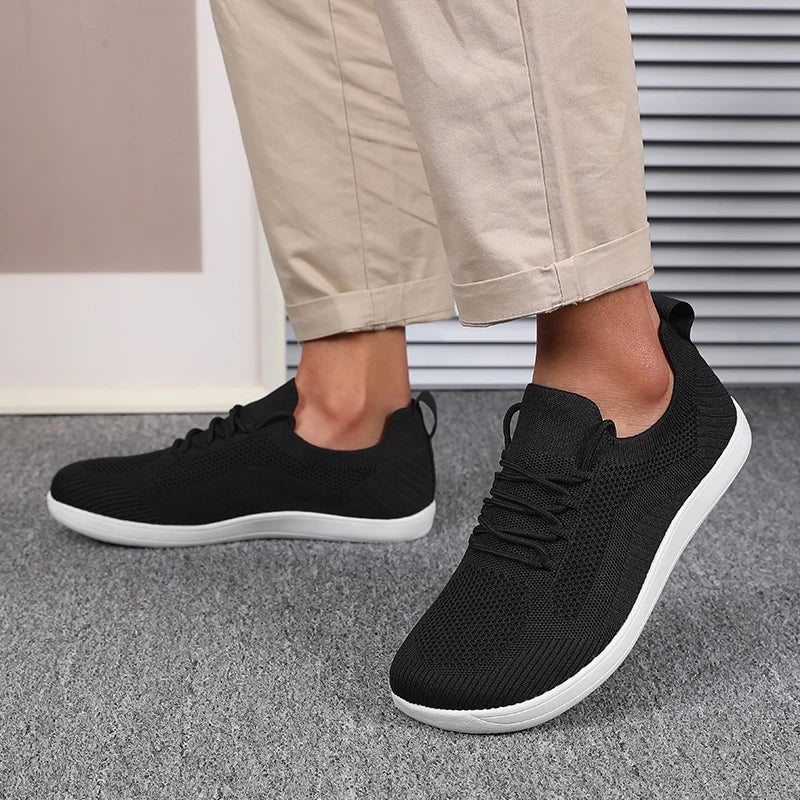 Herrsneakers Med Andningsbar Mesh, Bred Tå, Vadderad Innersula