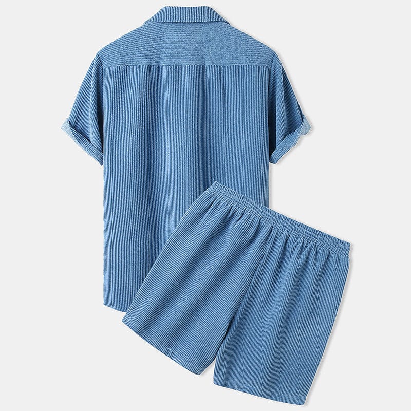 Herr Sommarshortsset I Manchestermodell Med Kortärmad Skjorta Och Shorts