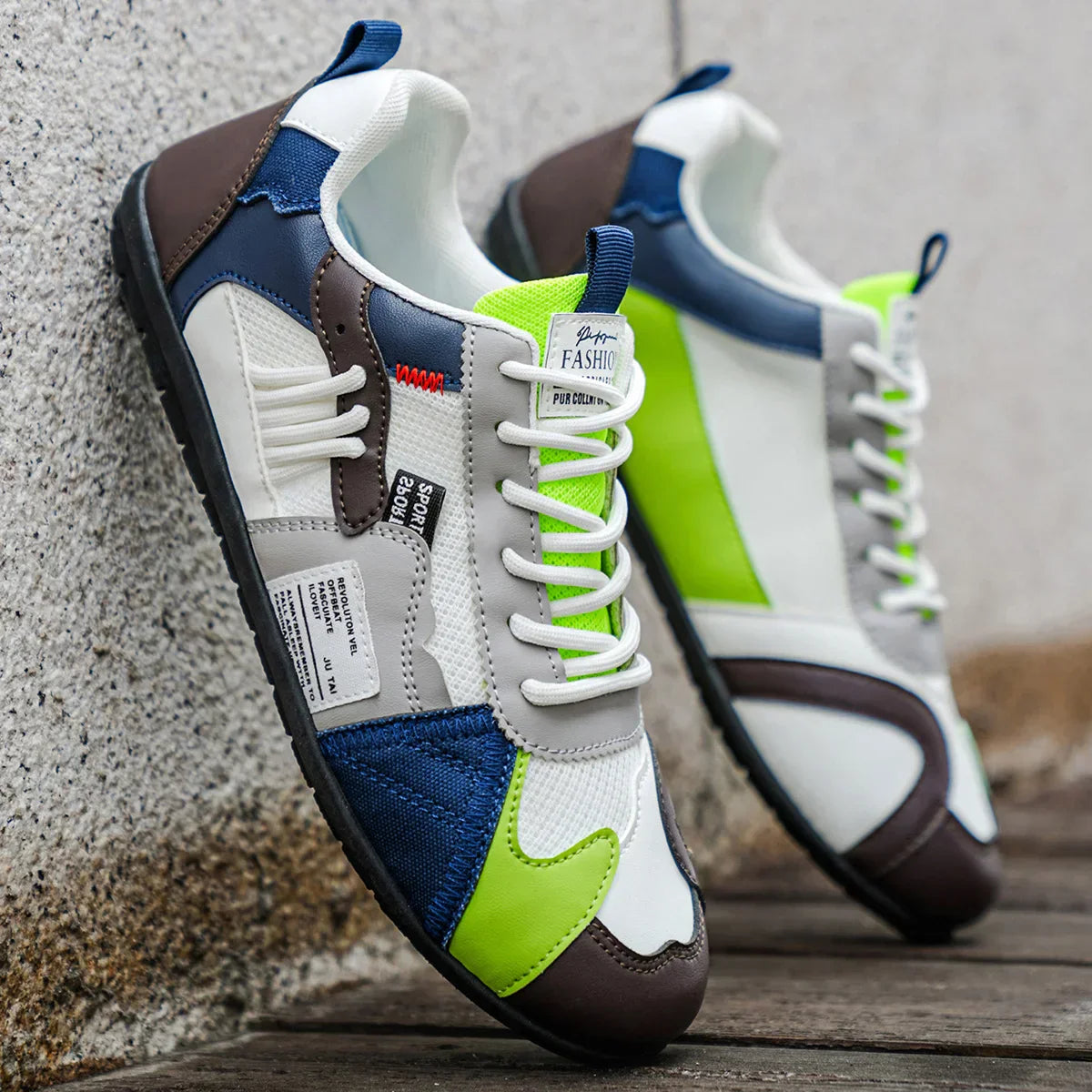 Herr Mesh Sneakers med Flerpanelsdesign och Snörstängning