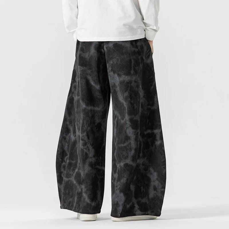 Herr Sweatpants med Vida Ben, Repknuten Midja och Batikmönster