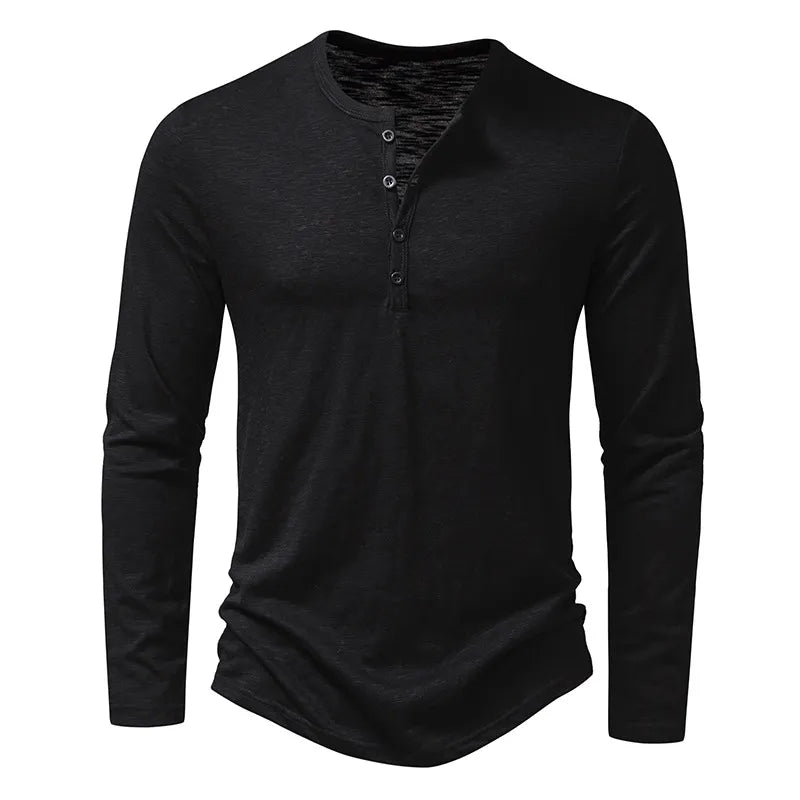 Herr Henley-tröja Slim Fit Långärmad