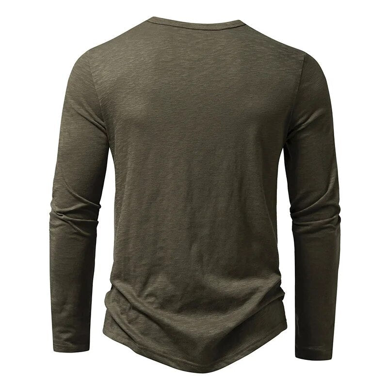 Herr Henley-tröja Slim Fit Långärmad