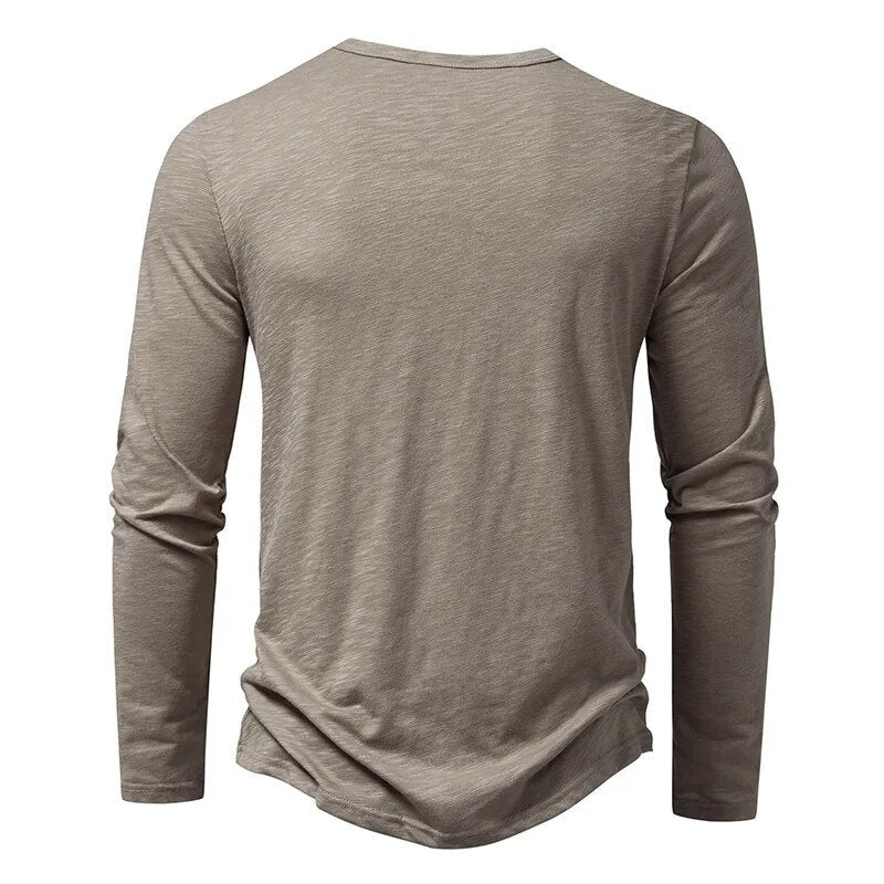 Herr Henley-tröja Slim Fit Långärmad