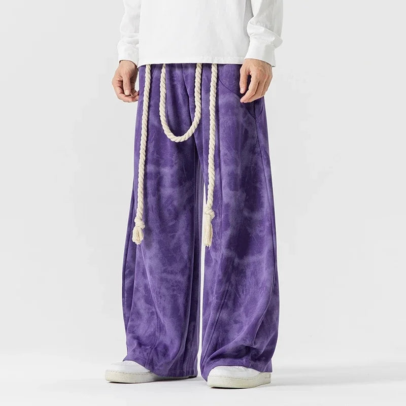Herr Sweatpants med Vida Ben, Repknuten Midja och Batikmönster
