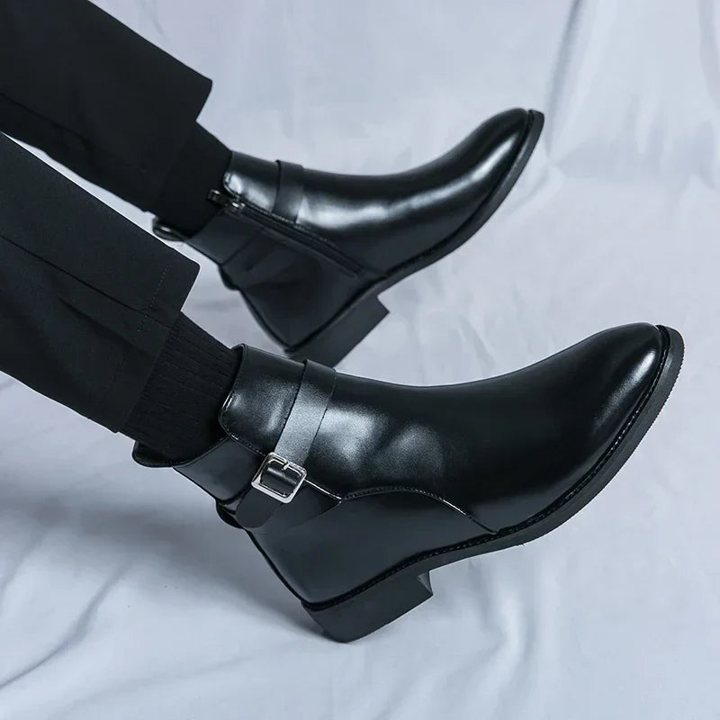 Herr Chelsea Boots Med Sidodragkedja Och Gummiyttersula