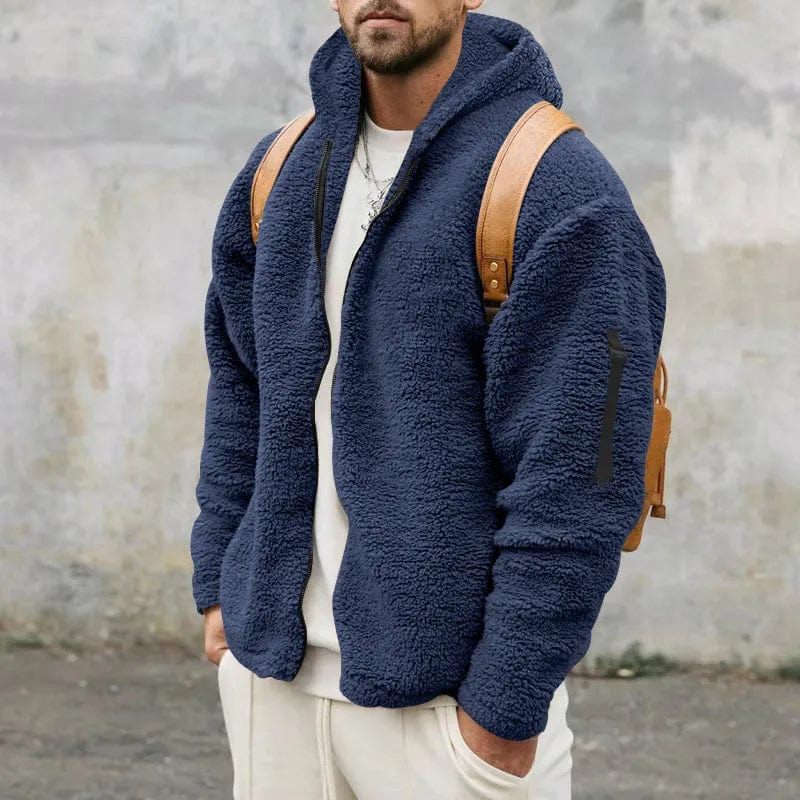 Herr Vinterjacka med Hoodie Dragkedja och Avslappnad Passform