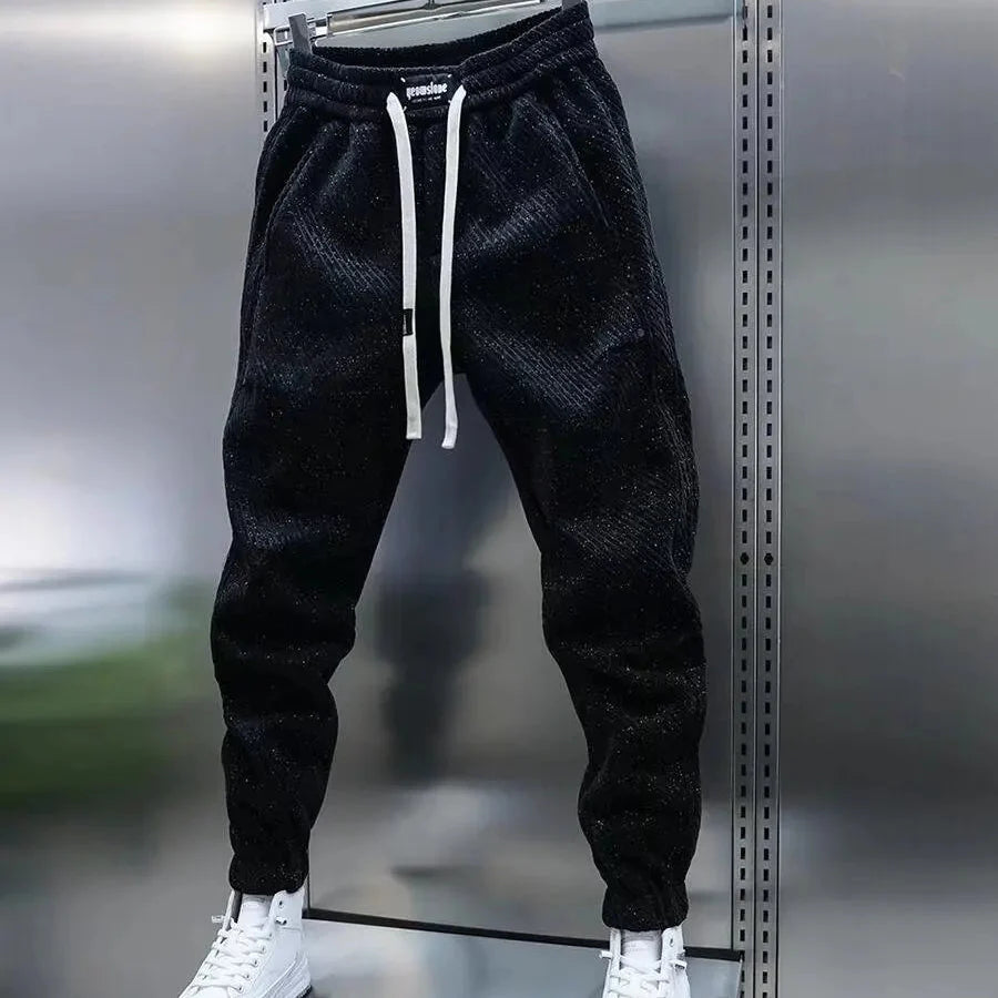 Byxor för Herr Slim Fit med Elastisk Midja, Dragsko och Unikt Mönster