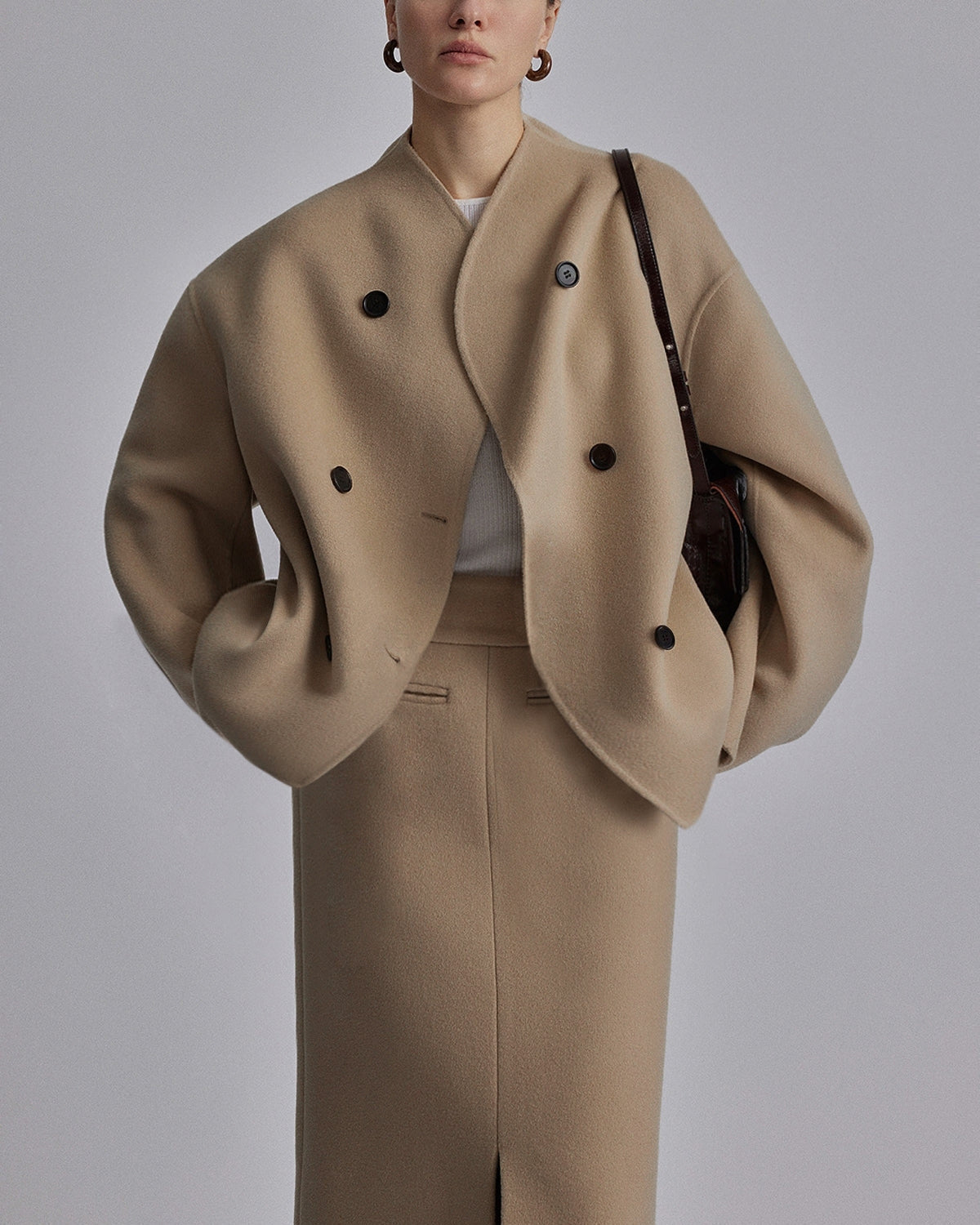 Dam Höstrock Oversized Knäppning Lång