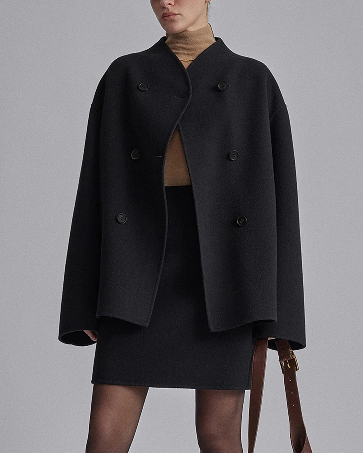 Dam Höstrock Oversized Knäppning Lång