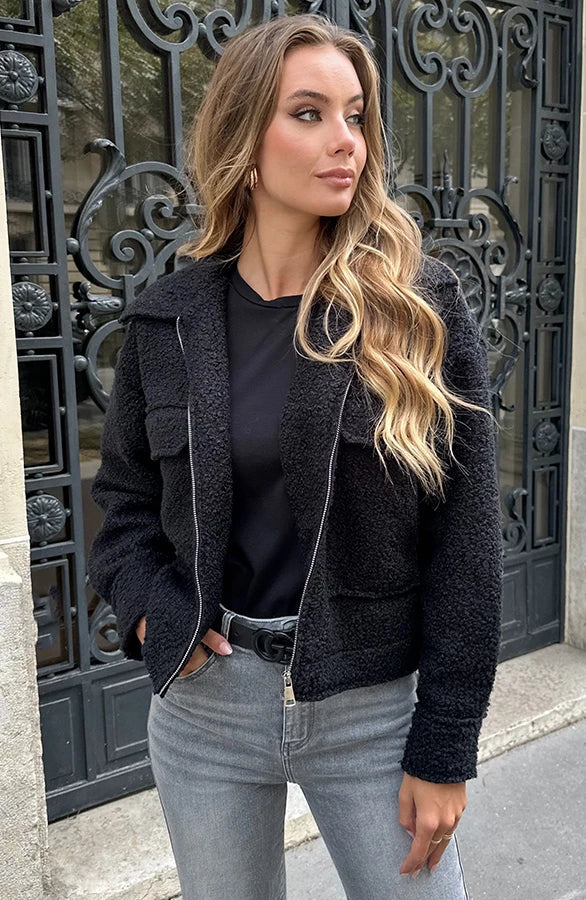 Dam Höst Teddy Bomberjacka Med Blixtlås