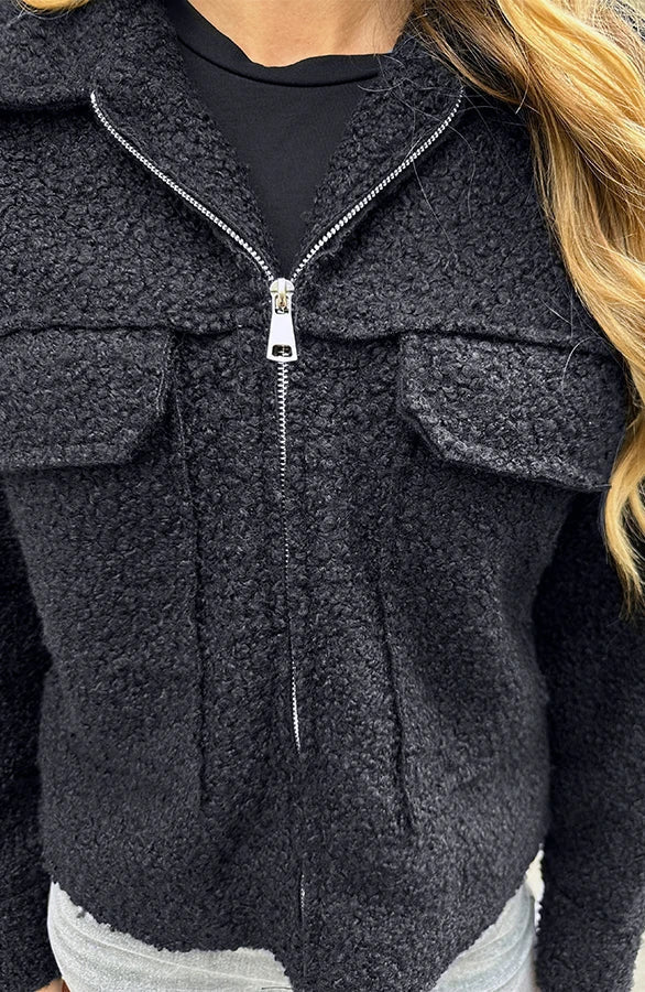 Dam Höst Teddy Bomberjacka Med Blixtlås