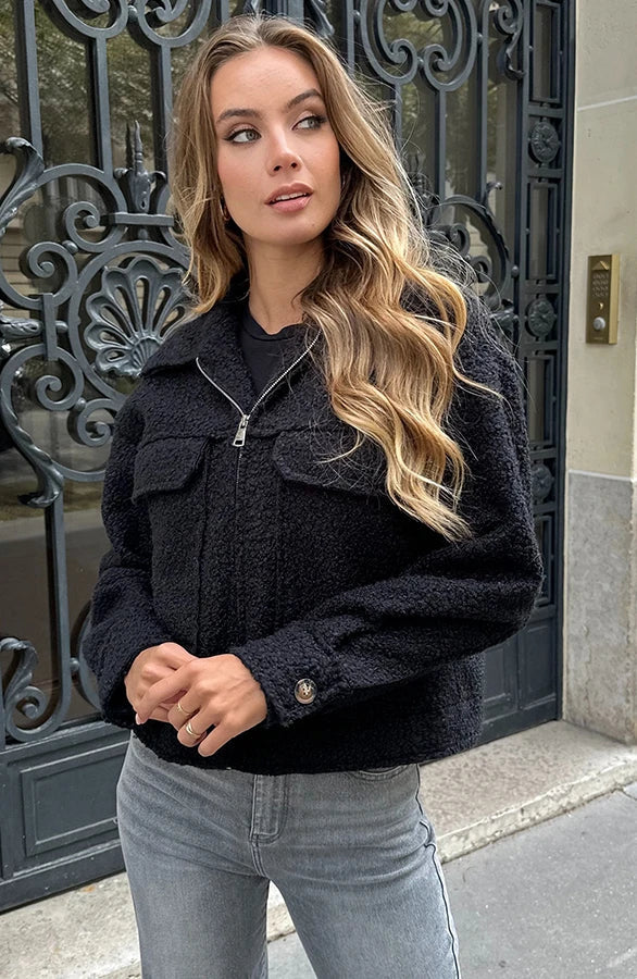 Dam Höst Teddy Bomberjacka Med Blixtlås