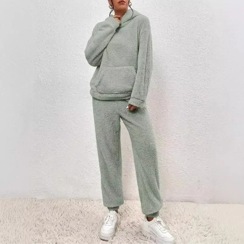 Dam Tvådelat Set Hoodie Och Jogger Teddyfinish