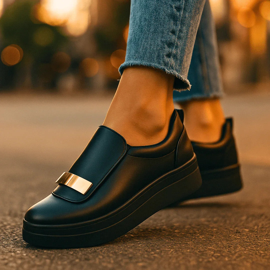 Dam Loafers med Platå, Slip-On och Dämpad Innersula