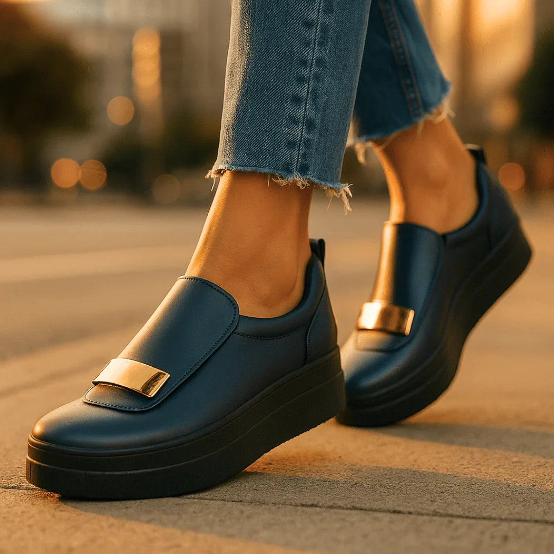 Dam Loafers med Platå, Slip-On och Dämpad Innersula
