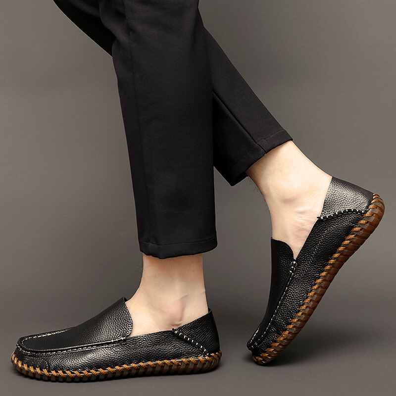 Herrloafers Slip-On Handbearbetade Halkfria