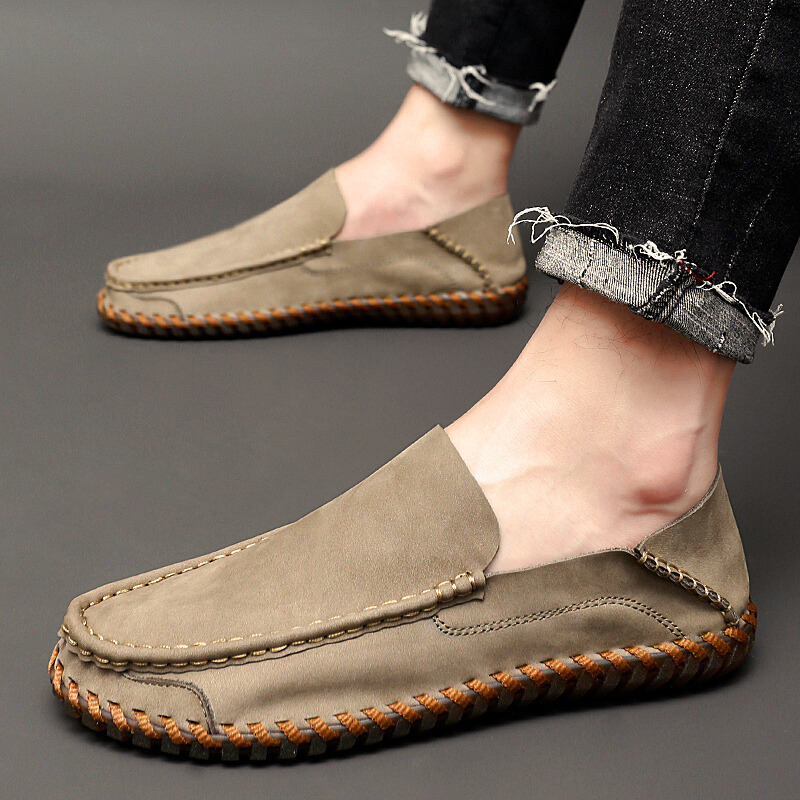 Herrloafers Slip-On Handbearbetade Halkfria