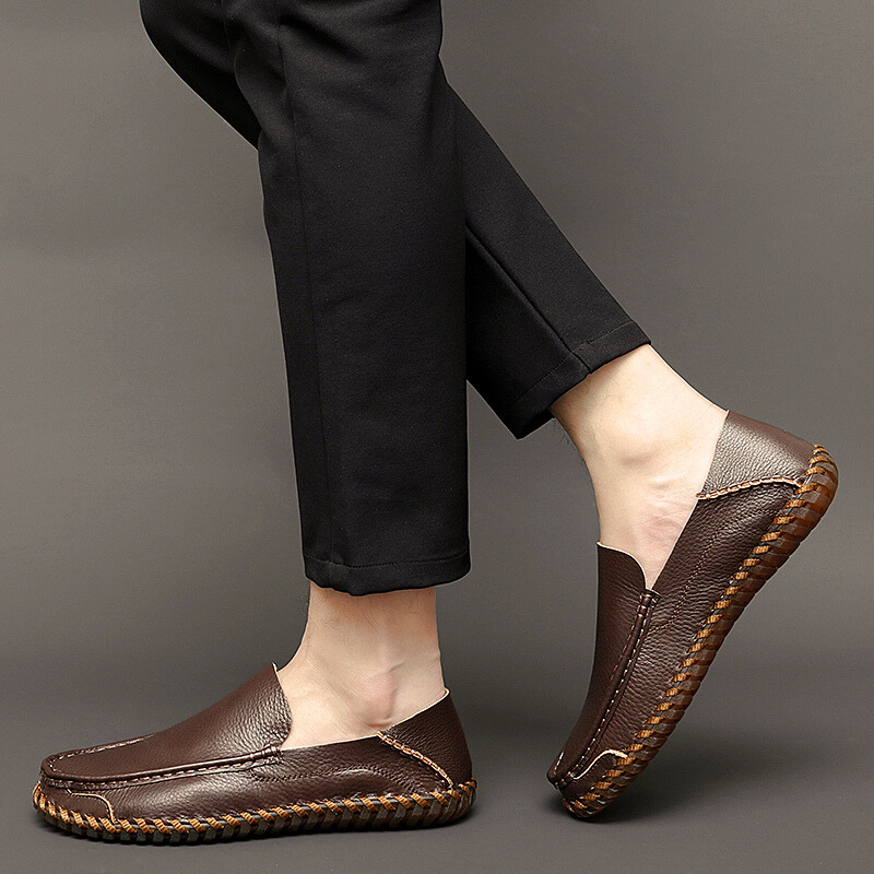 Herrloafers Slip-On Handbearbetade Halkfria