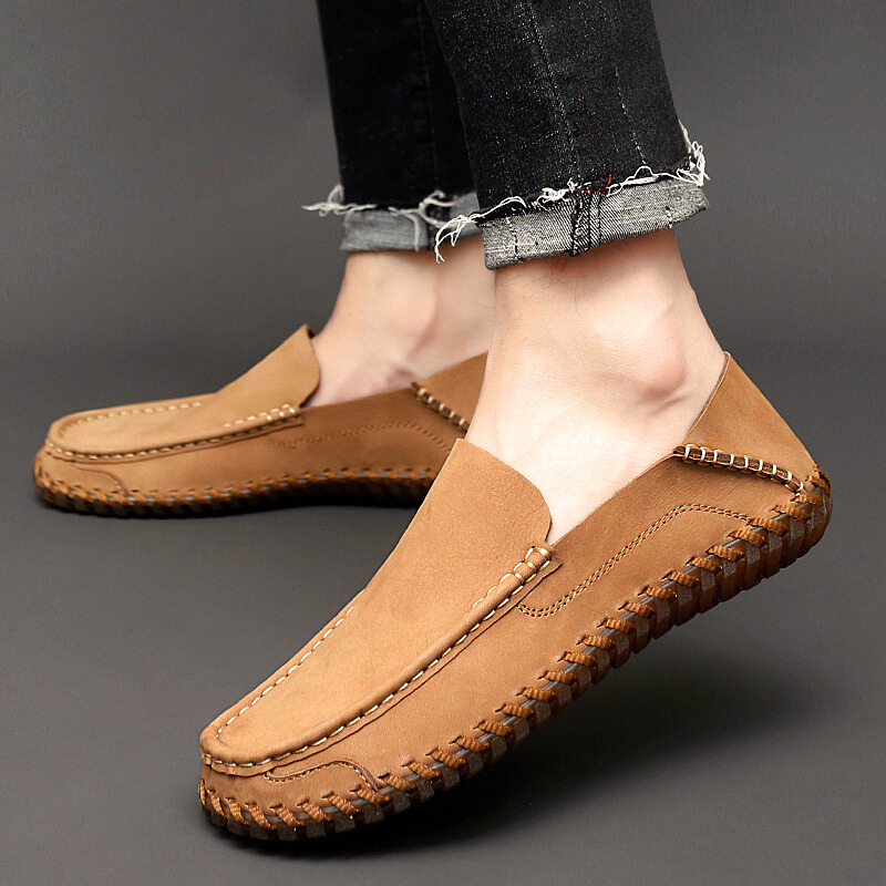 Herrloafers Slip-On Handbearbetade Halkfria