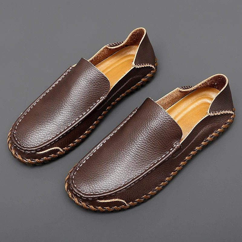 Herrloafers Slip-On Handbearbetade Halkfria