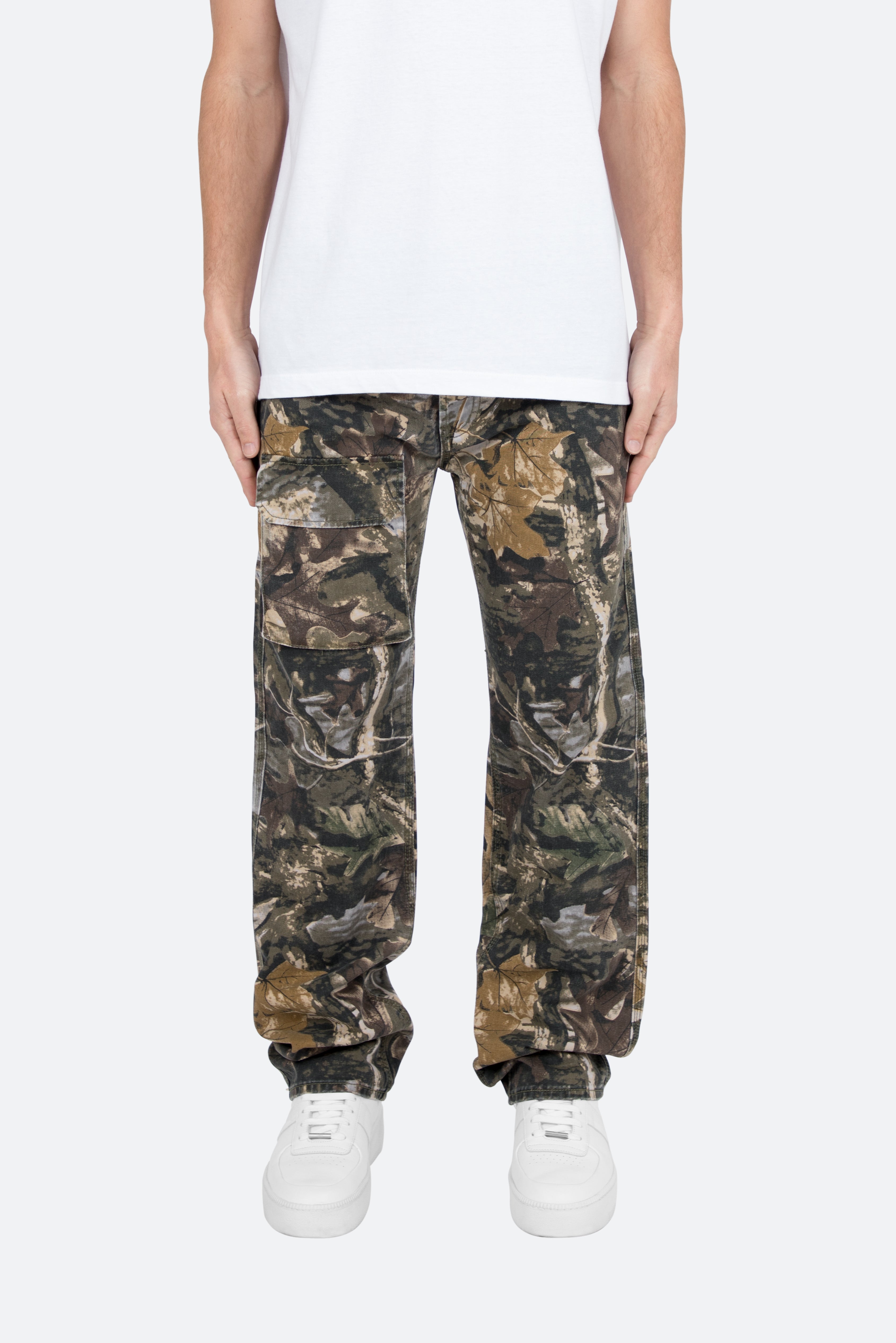 Herr Baggy Denim-Modell Hunter Camo Relaxed Fit Vintage Wash Förlängd Innersöm