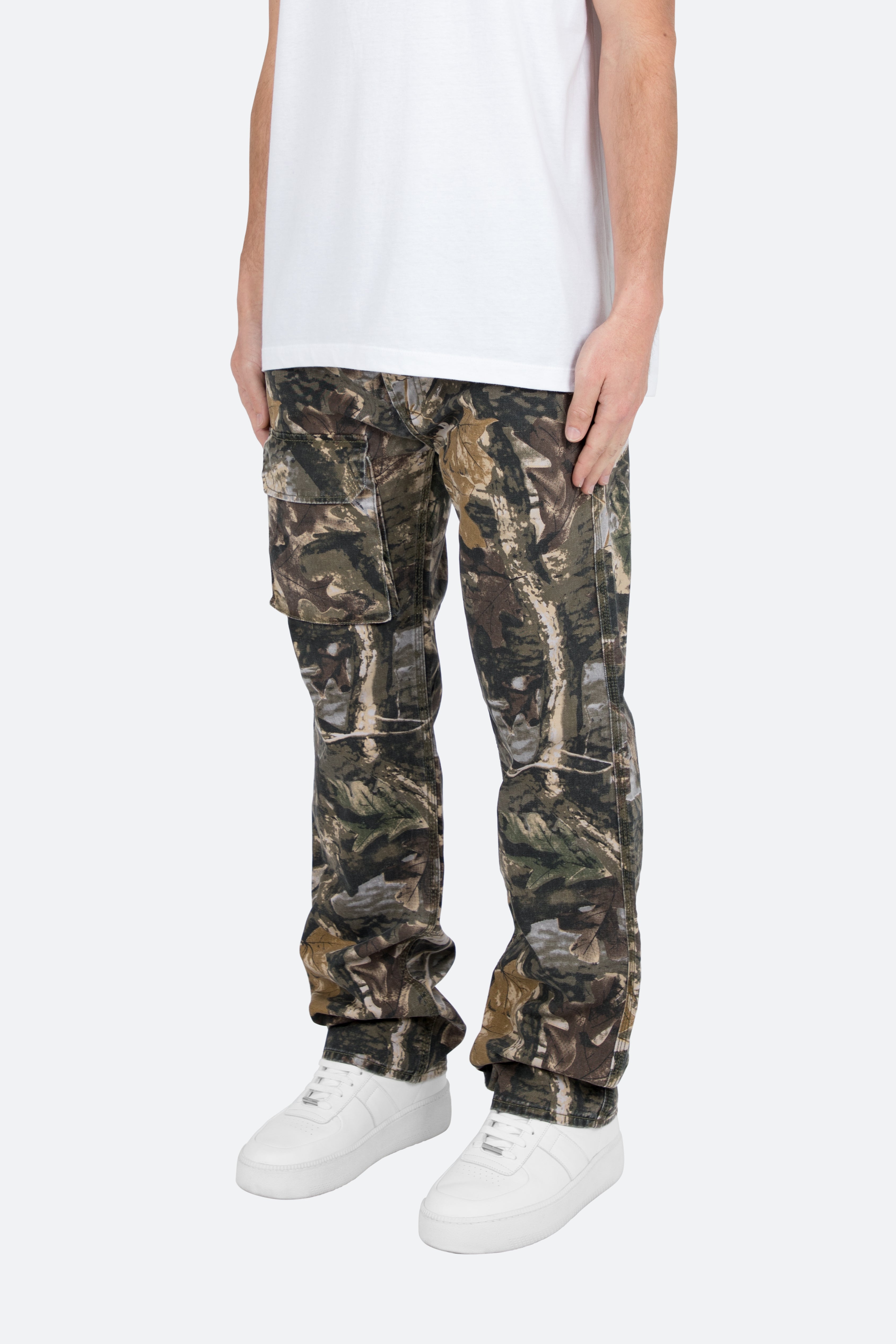 Herr Baggy Denim-Modell Hunter Camo Relaxed Fit Vintage Wash Förlängd Innersöm
