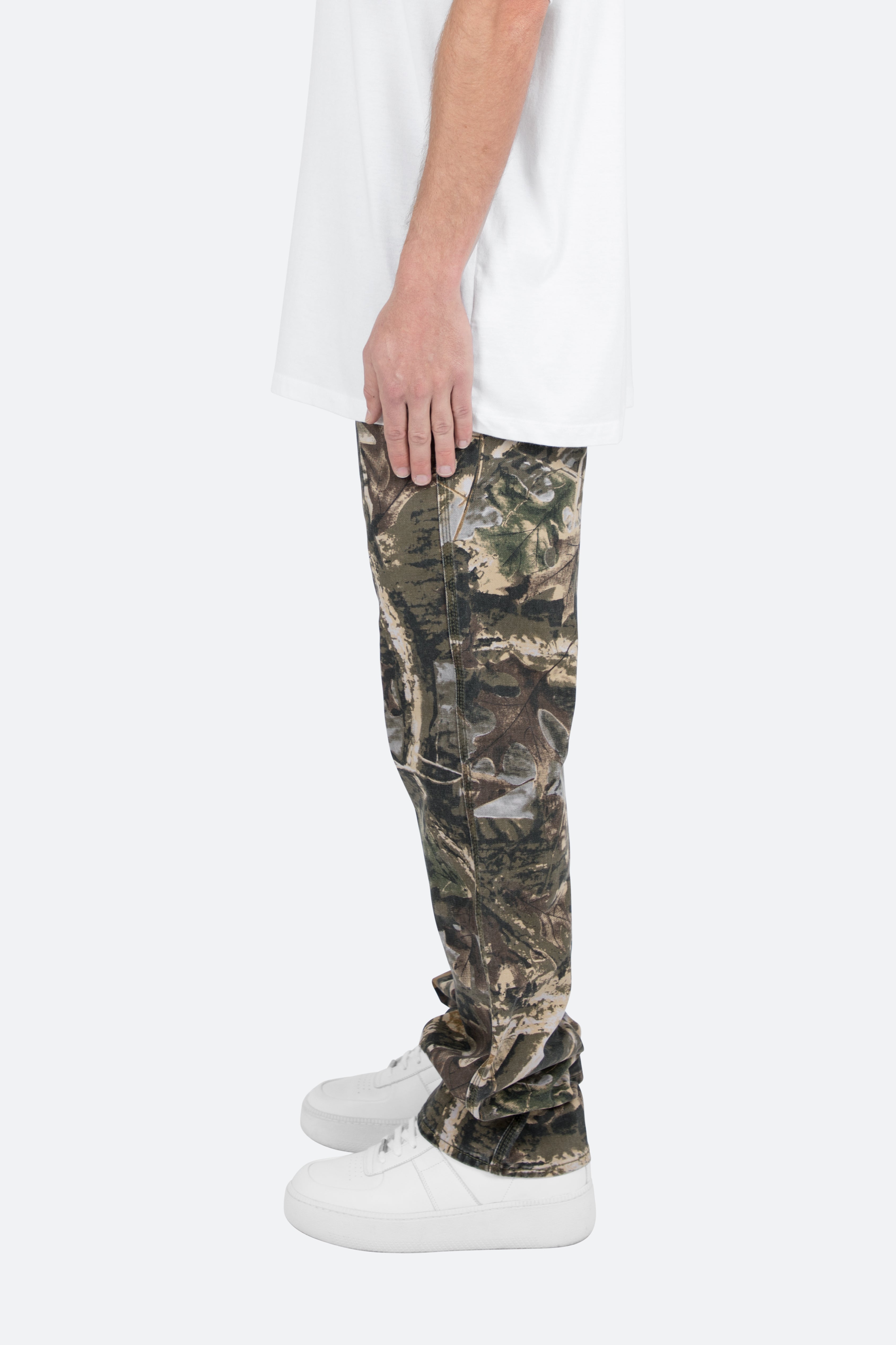Herr Baggy Denim-Modell Hunter Camo Relaxed Fit Vintage Wash Förlängd Innersöm