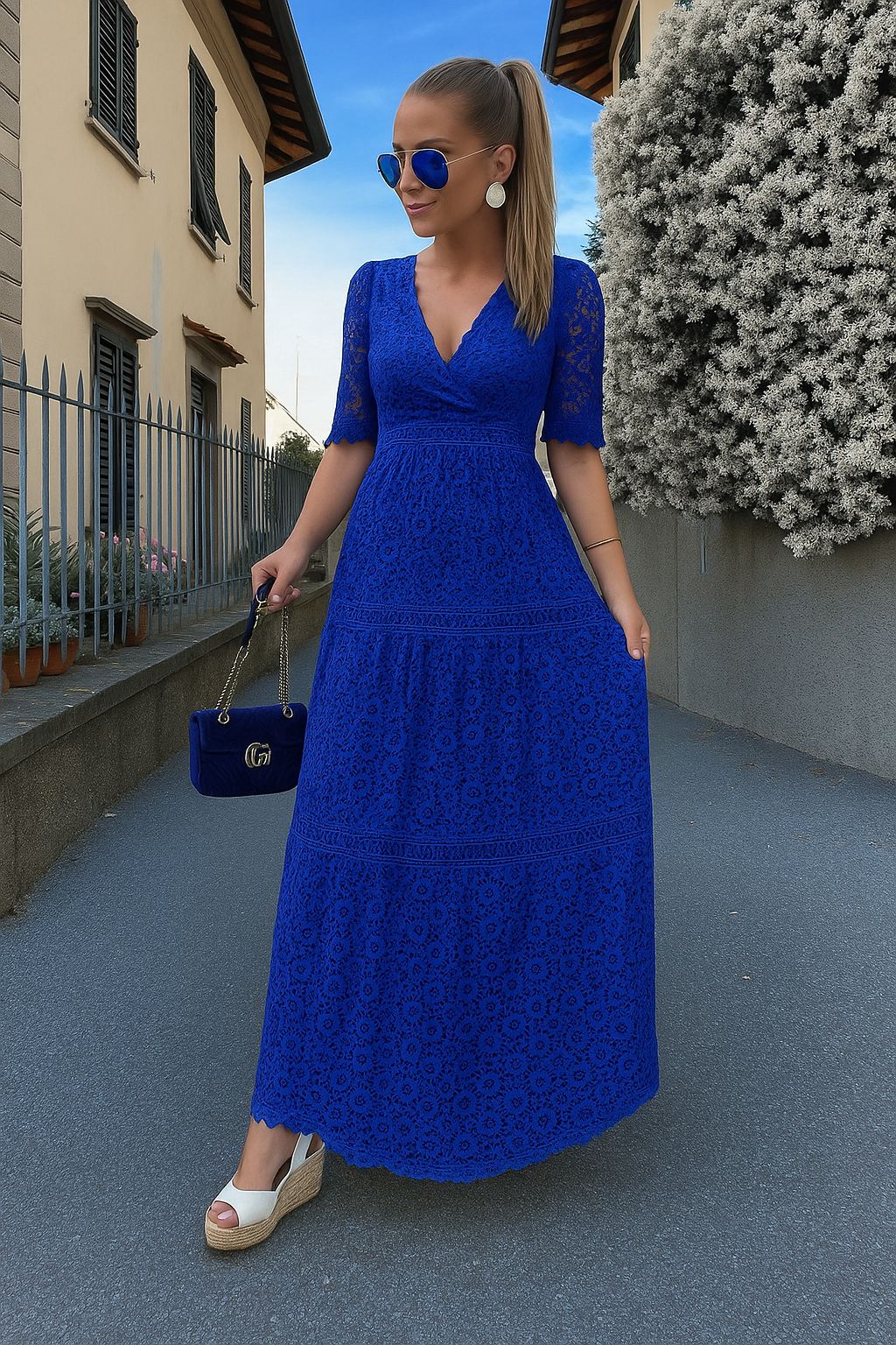 Damklänning I Spets, Italiensk Design, Lätt Och Andningsbar, Sommar