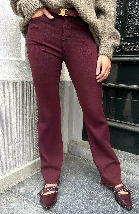 Damjeans Med Vida Ben, Hög Midja, Stentvättad Med Stretch
