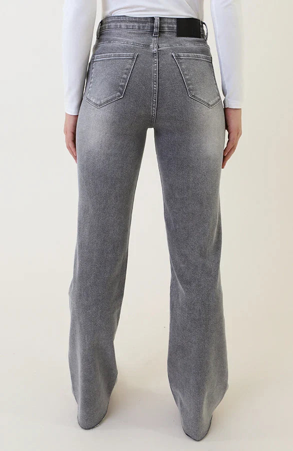 Damjeans Med Vida Ben, Hög Midja, Stentvättad Med Stretch
