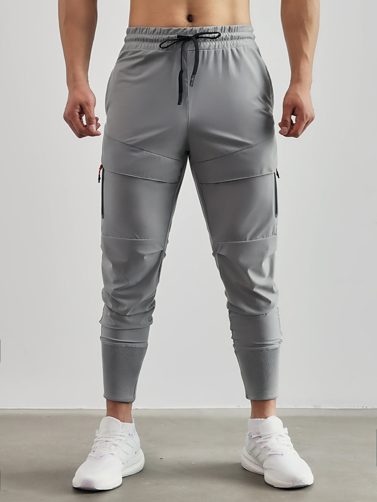 Herr Stretch Träningsbyxor med Elastisk Midja och Avsmalnande Ben