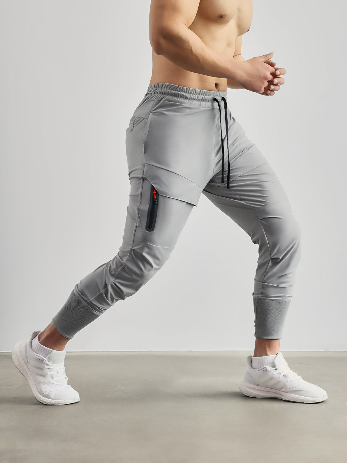 Herr Stretch Träningsbyxor med Elastisk Midja och Avsmalnande Ben