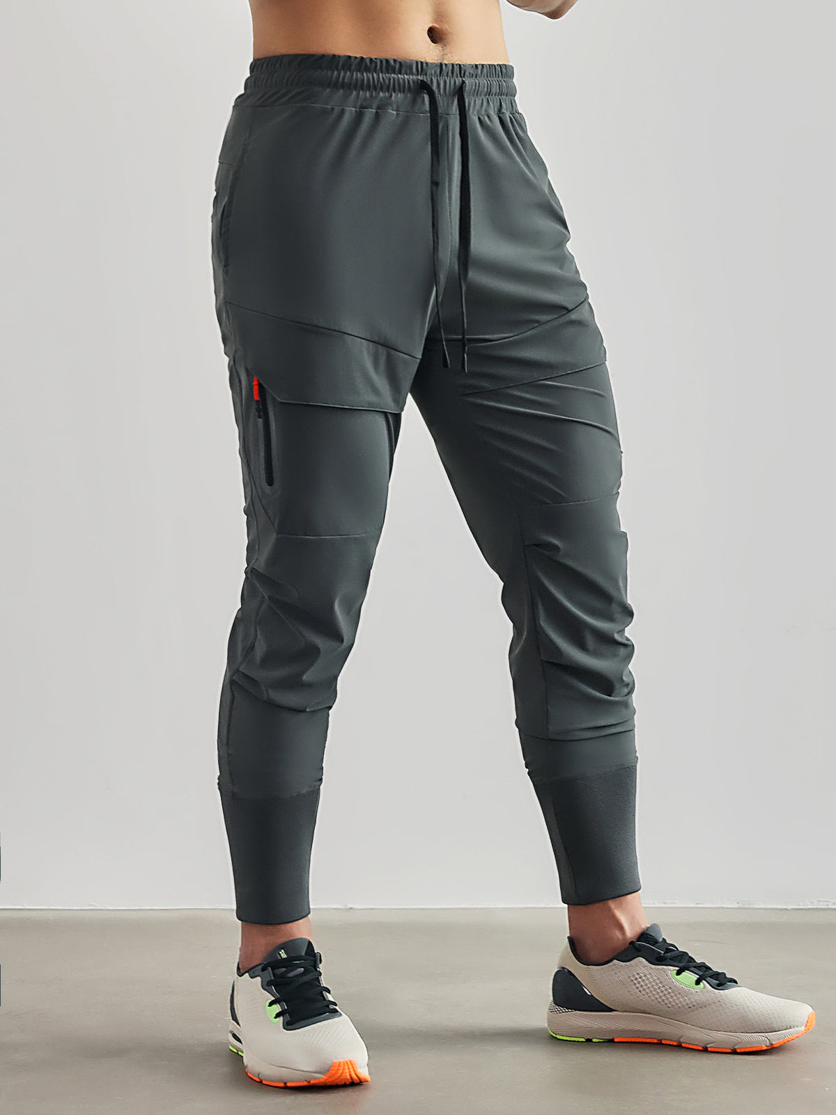 Herr Stretch Träningsbyxor med Elastisk Midja och Avsmalnande Ben