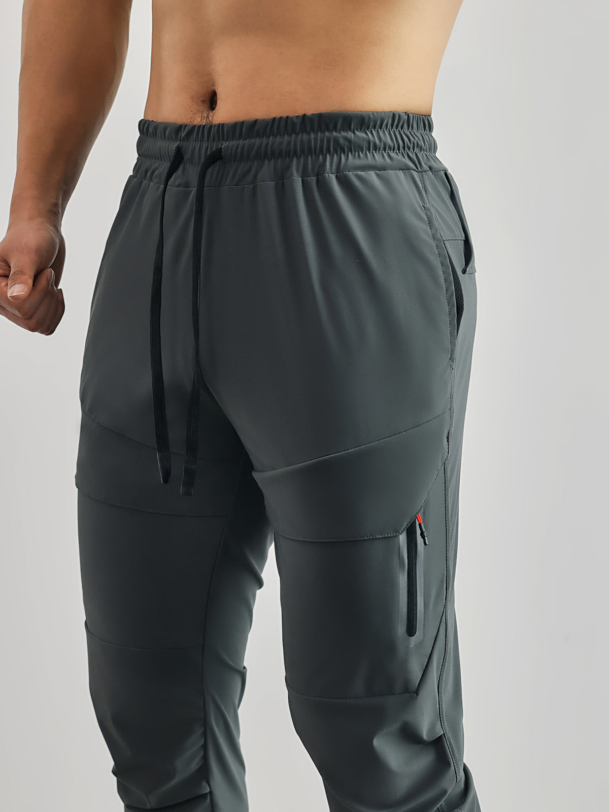 Herr Stretch Träningsbyxor med Elastisk Midja och Avsmalnande Ben