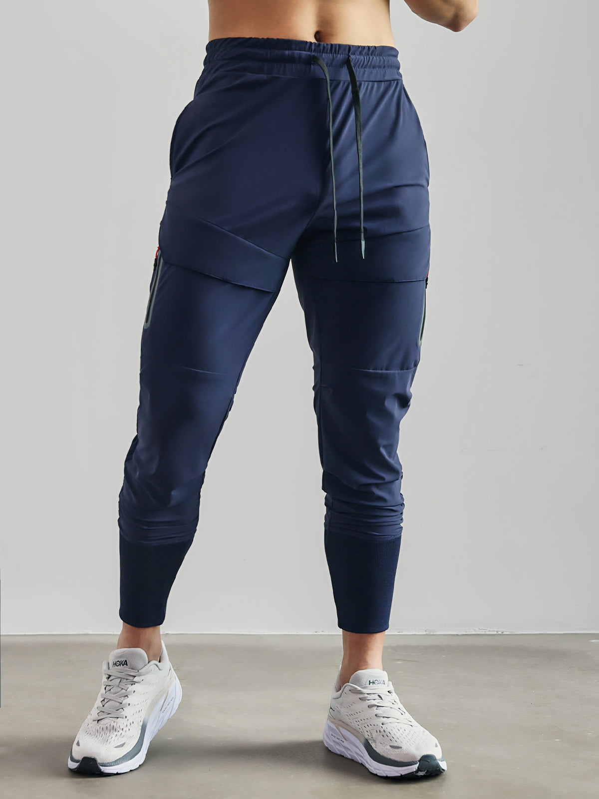 Herr Stretch Träningsbyxor med Elastisk Midja och Avsmalnande Ben