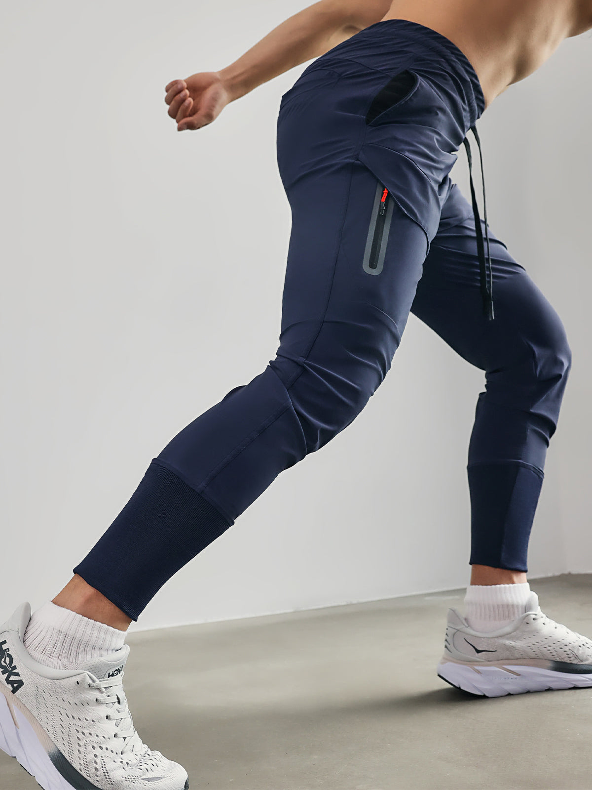 Herr Stretch Träningsbyxor med Elastisk Midja och Avsmalnande Ben